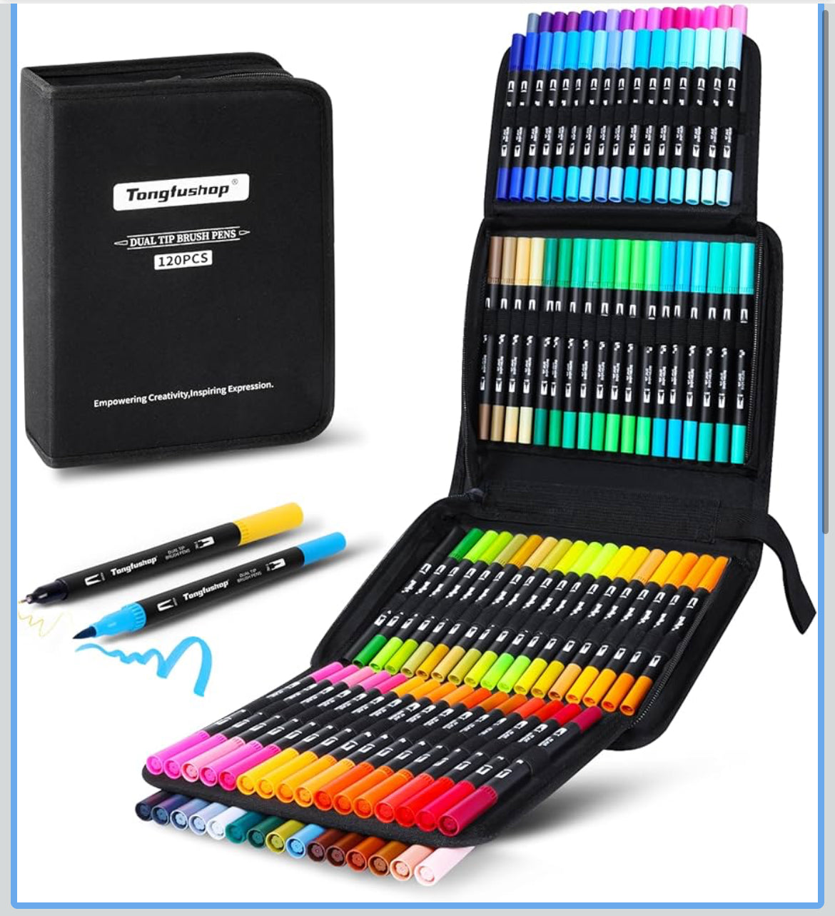 Tongfushop 120 Dual-Tip Brush Pens – Vibrant Colours for Coloring, Calligraphy & Art