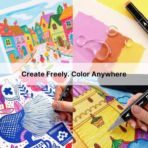Tongfushop 80- 204 Colour Marker Pens SET, Art Marker, Dual Tip pens / GIFT SETS