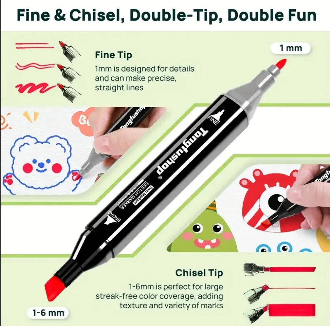 Tongfushop 80- 204 Colour Marker Pens SET, Art Marker, Dual Tip pens / GIFT SETS