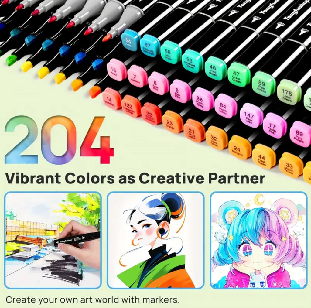 Tongfushop Twin-Tip Art Markers – Professional Alcohol Ink Pens for Artists, Manga & Illustration