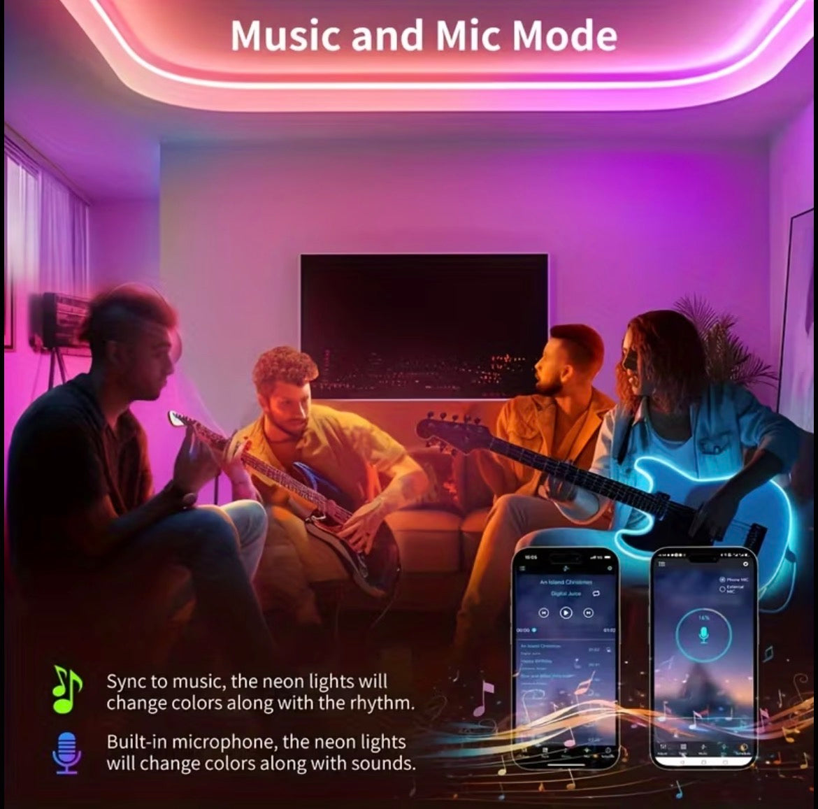RGB-IC Neon LED Rope Light – App & Remote Control | Music Sync | Gaming Room Lights