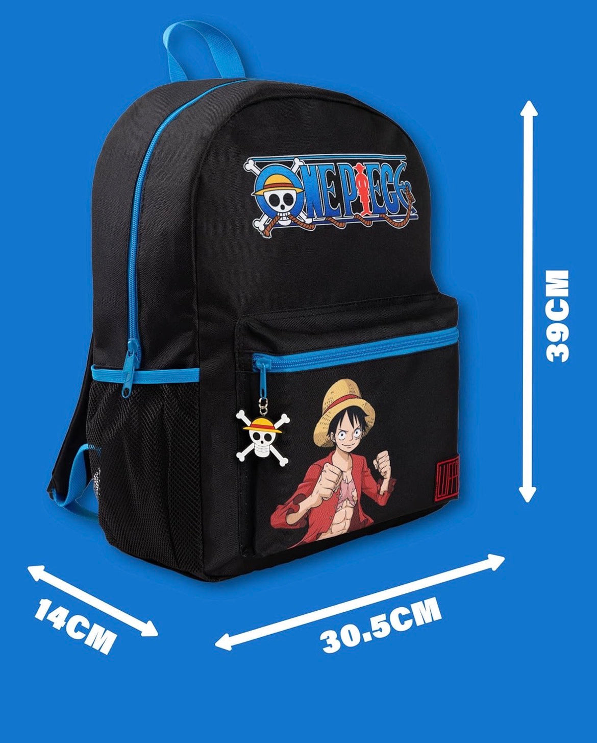 One Piece Luffy Backpack – Official Anime Bag | 39CM | Black & Blue