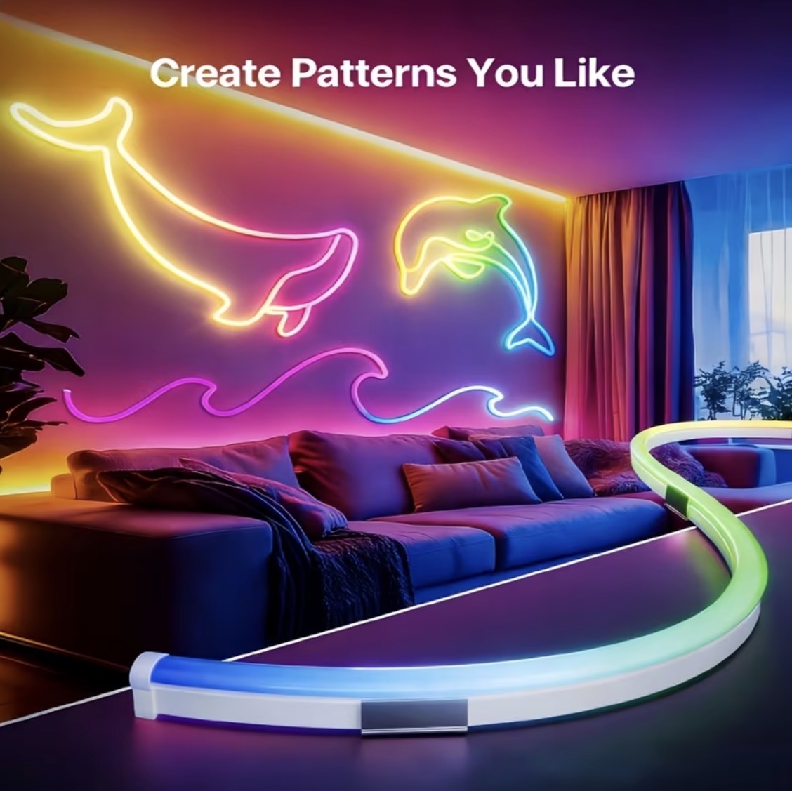 RGB-IC Neon LED Rope Light – App & Remote Control | Music Sync | Gaming Room Lights