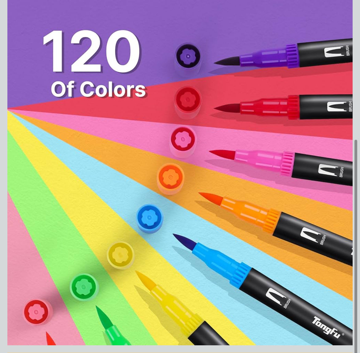 Tongfushop 120 Dual-Tip Brush Pens – Vibrant Colours for Coloring, Calligraphy & Art